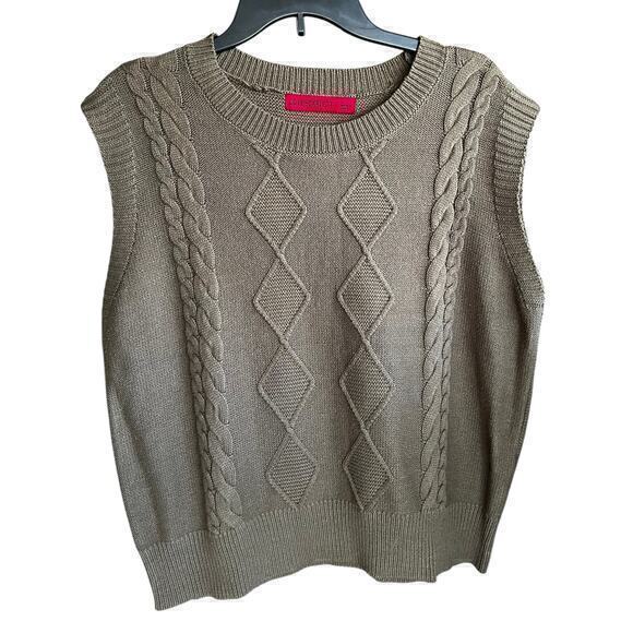 Love Scarlett Woman’s Army Olive Green Preppy Chilled Textured Vest NWOT Size L - Picture 1 of 10